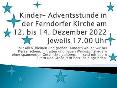 Kinderadventsstunden 12. bis 14.12.2022