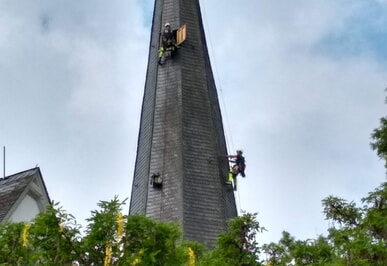 Kletterei am Kirchturm in WDR-Lokalzeit